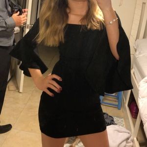 Black flare arm homecoming dress or night out